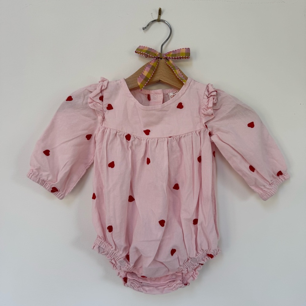 Cat & Jack Pink Baby Romper with Red Hearts